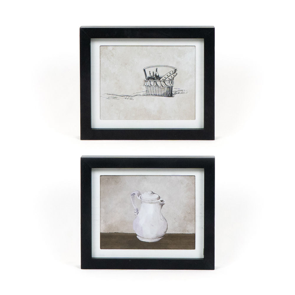10x8 Reversible Wood Sign - Teapot & Basket Design