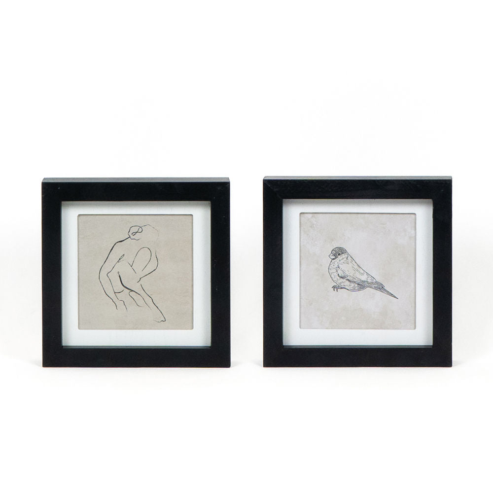 Dwella Decor 7x7 Reversible Wood Frame Sign - Woman/Bird