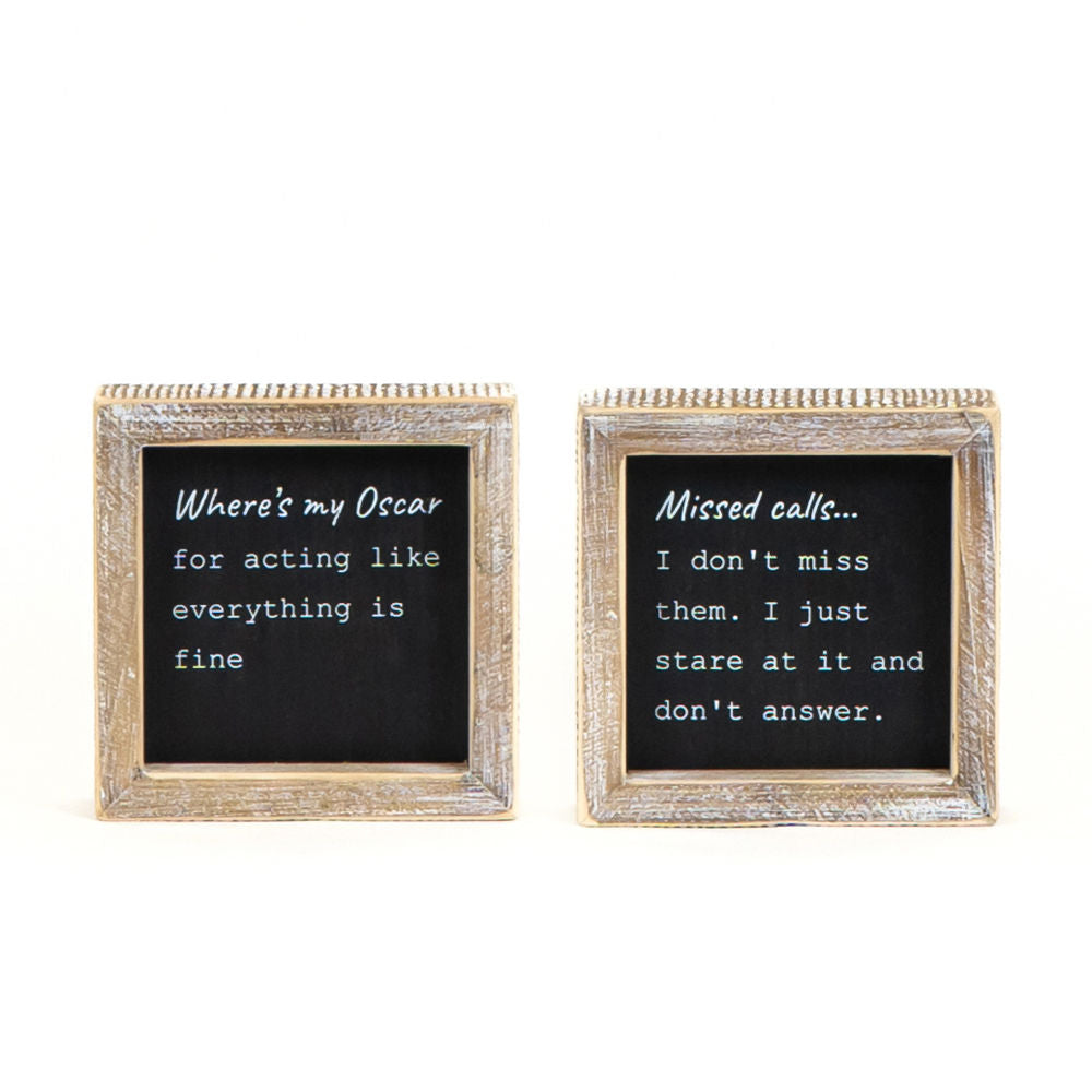 5x5 Reversible Wood Frame Sign - Oscar/Calls Humor