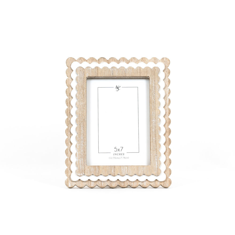 Scalloped Wood Photo Frame - 8x10 Natural White
