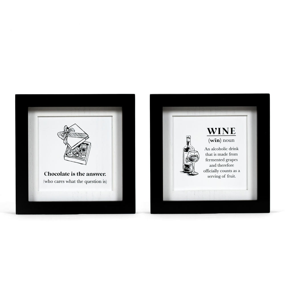 Reversible Wood Frame Sign - Chocolate & Wine Humor