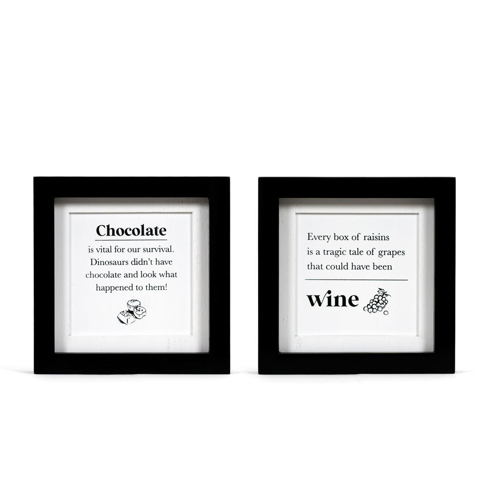 8x8 Reversible Wood Frame Sign - Chocolate & Dinosaurs
