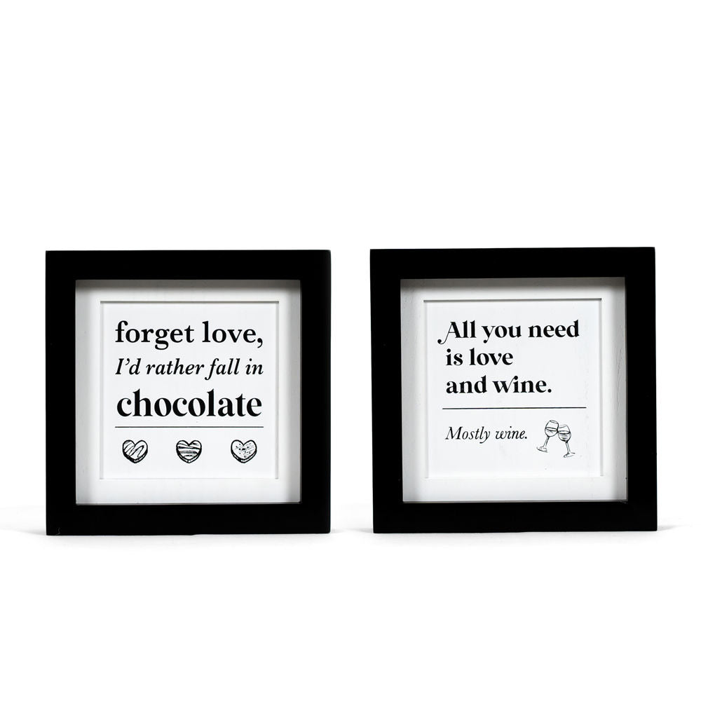 8x8 Reversible Wood Frame Sign - Chocolate & Wine
