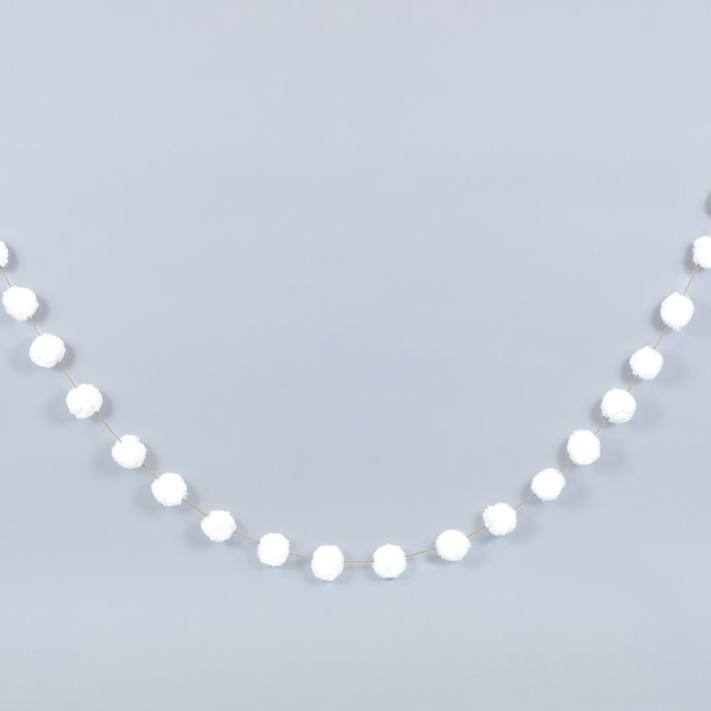 72" Pom Pom Garland - White & Natural Christmas Decor