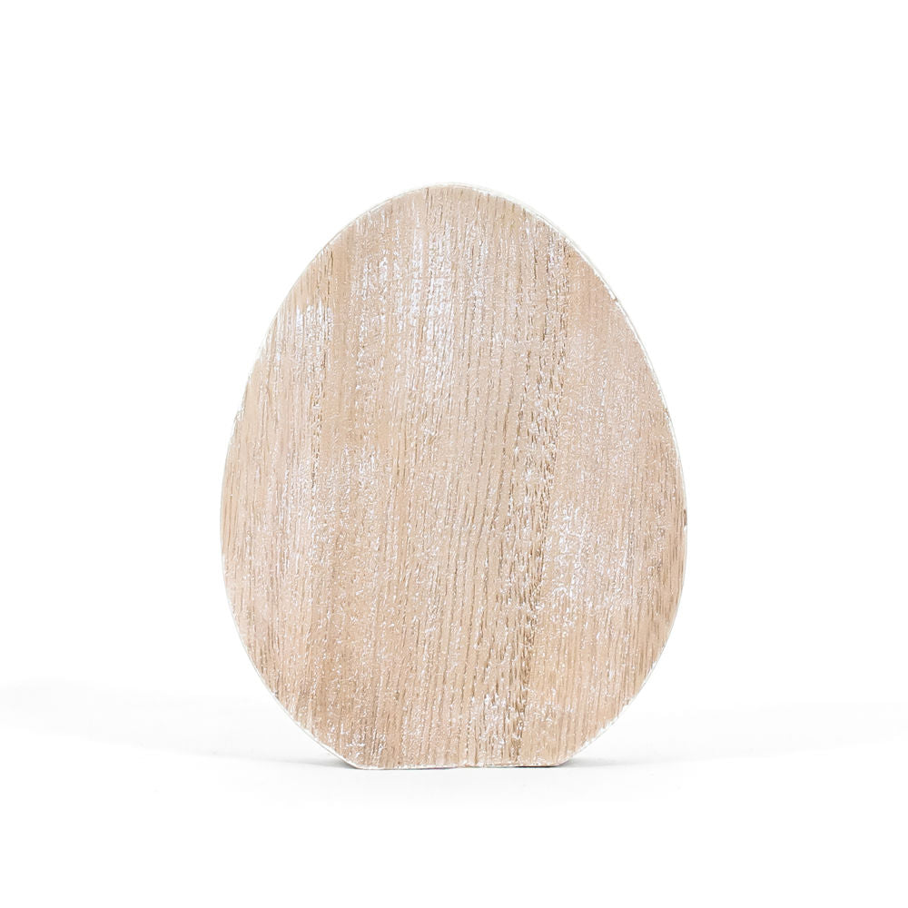 Wooden Easter Egg Cutout - Natural & White