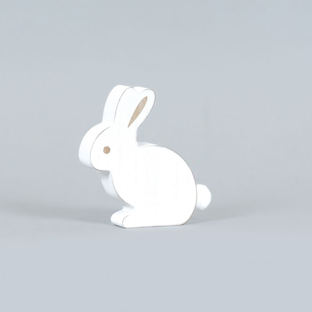 5x5 White Chunky Wood Bunny Decor