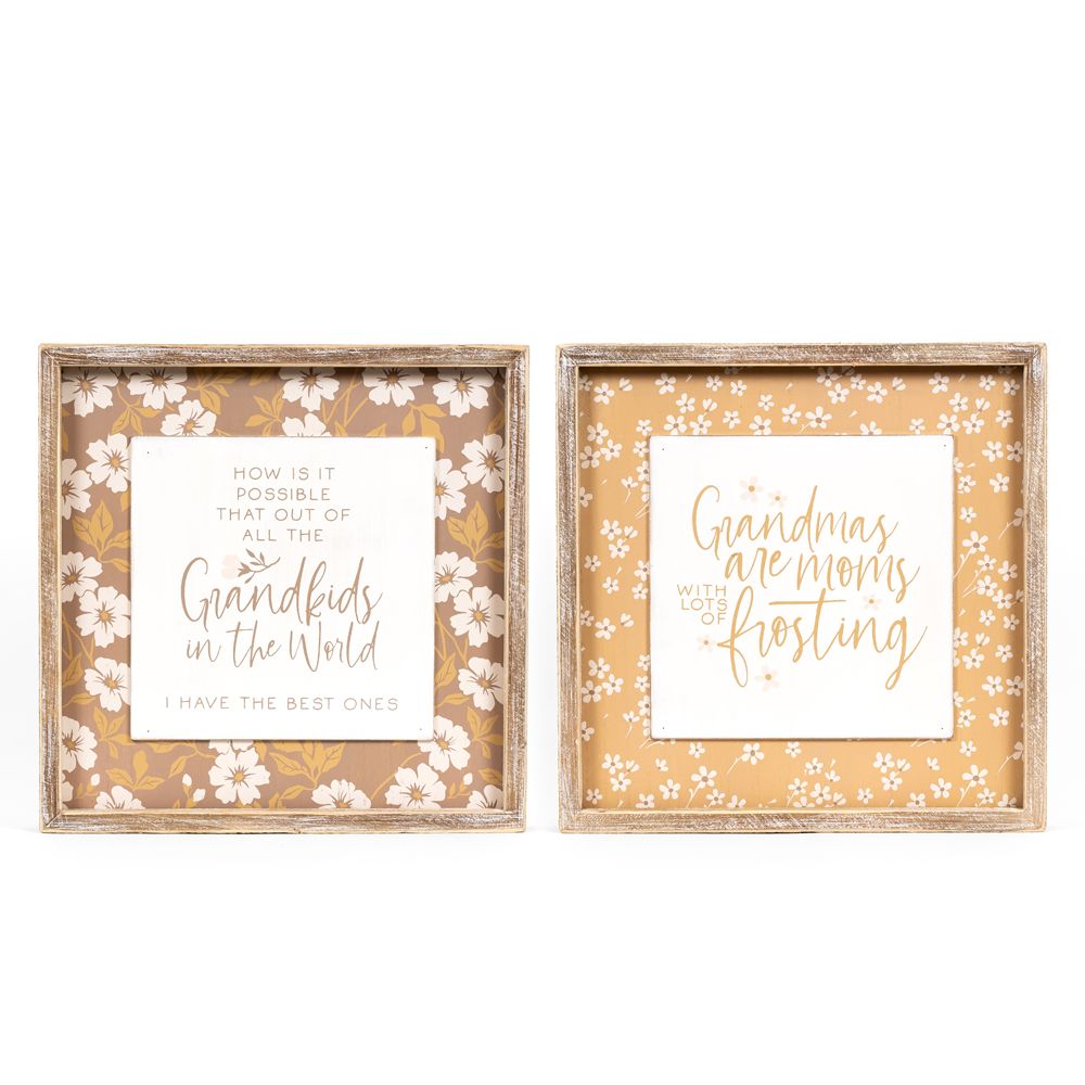 Grandkids Reversible Wood Frame Sign - Mothers Day Collection