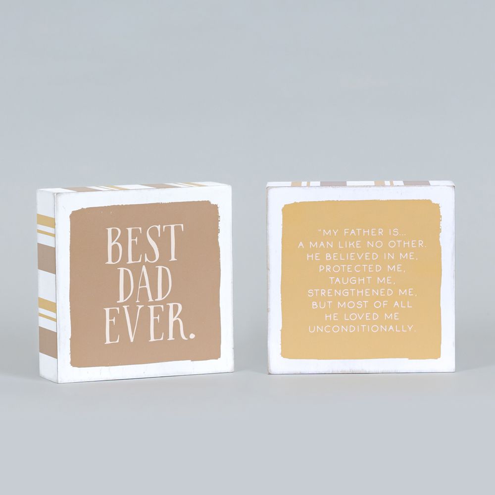5x5 Reversible Wood Block Sign - Best Dad/Father Tribute