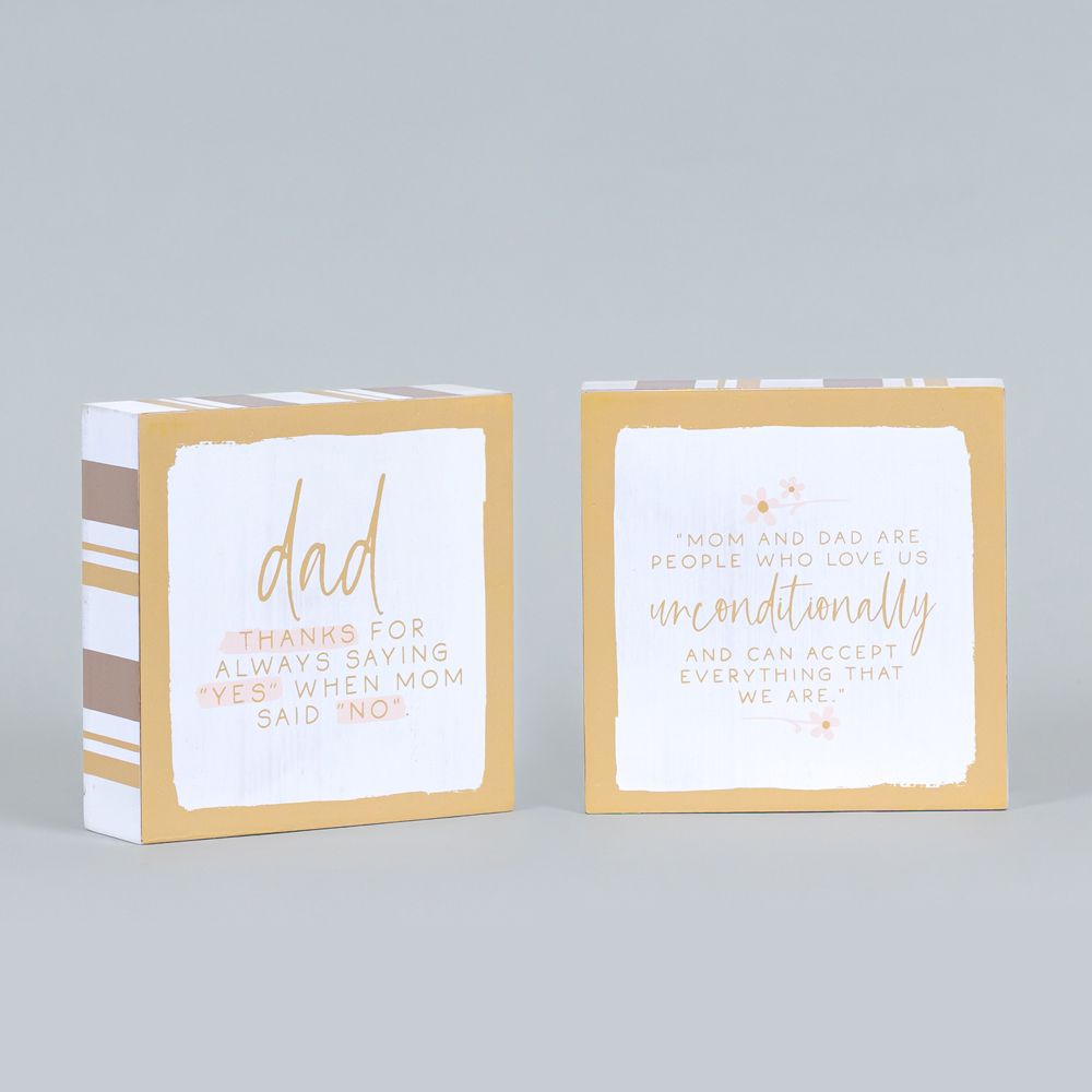 Mom/Dad Reversible Wood Block Sign - Multicolor