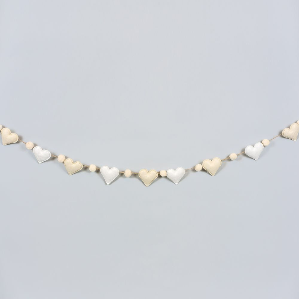 Heart Felt Garland - White & Brown