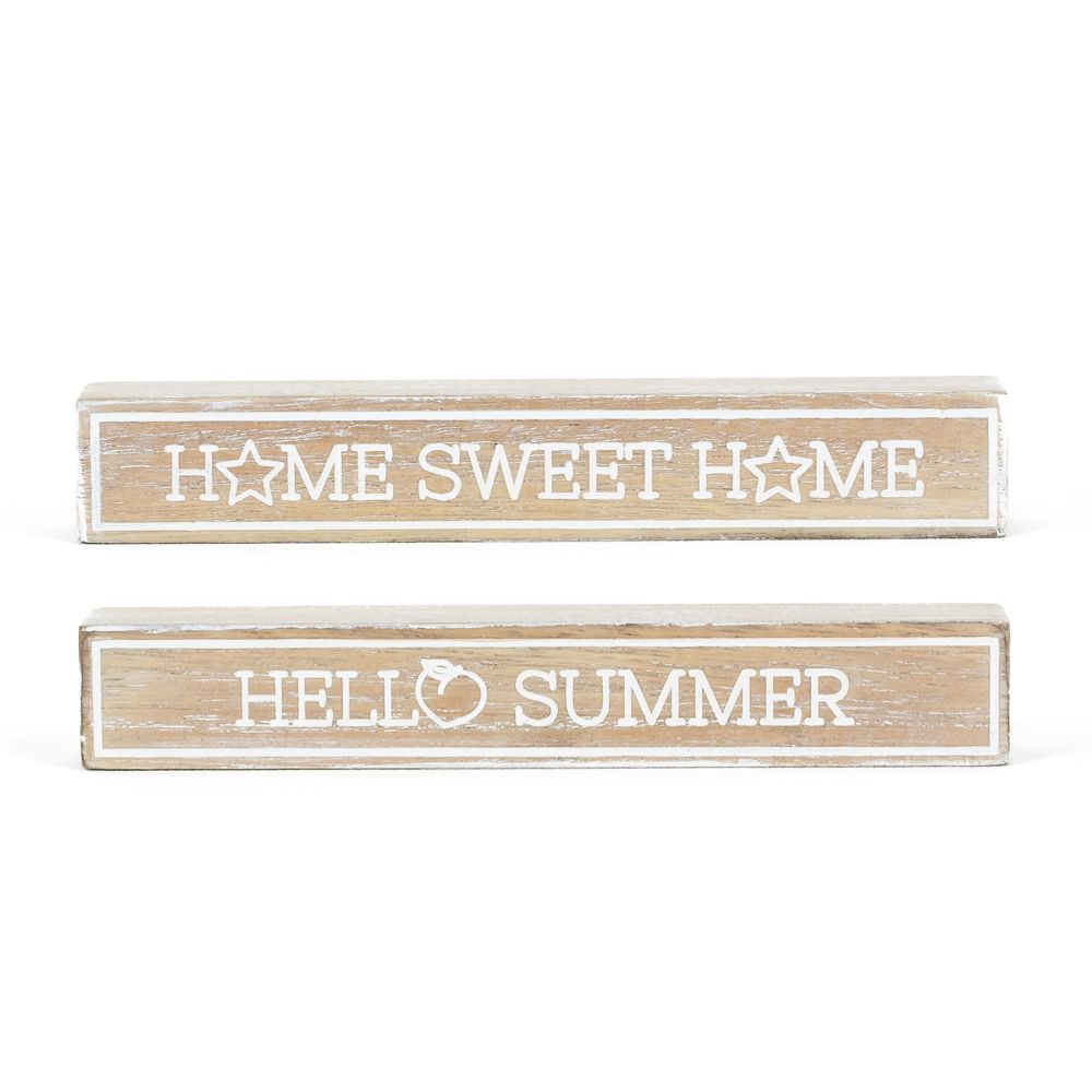 Dwella Decor 6x1x1 Reversible Wood Brick - Summer/Home