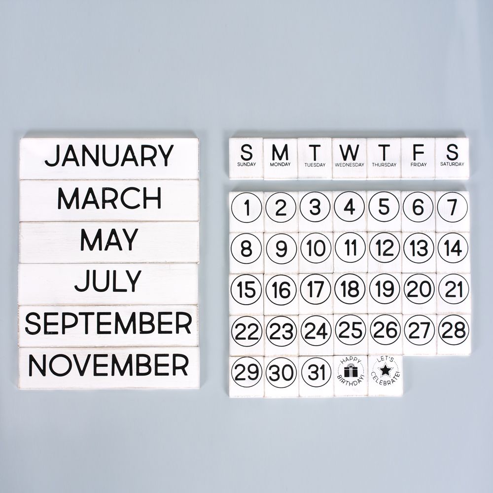 Letterboard Calendar Piece Set in Black and White