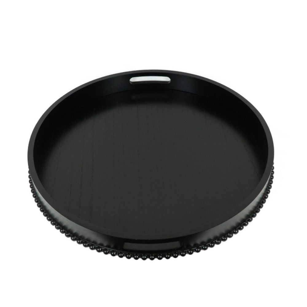 24" Black Wood Round Tray | Ukiyo Collection