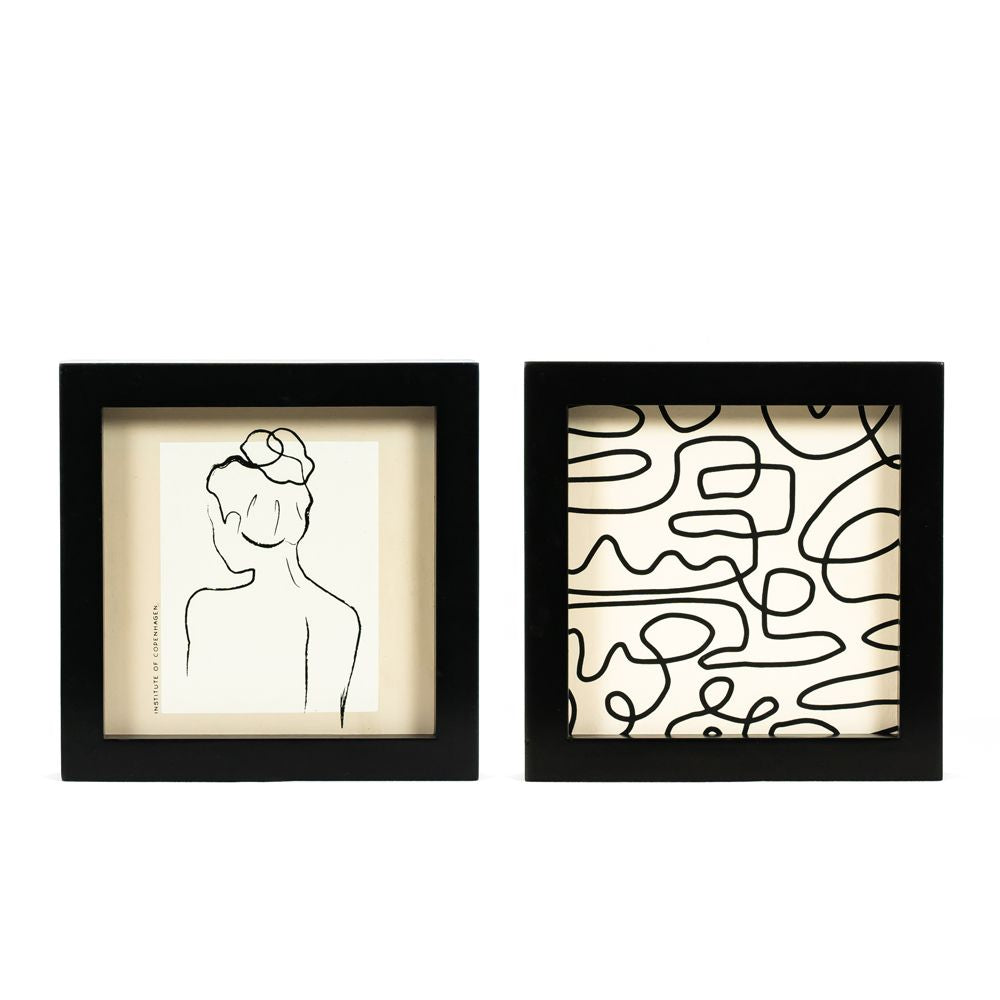 7x7 Reversible Wood Frame Sign - Squiggle/Woman