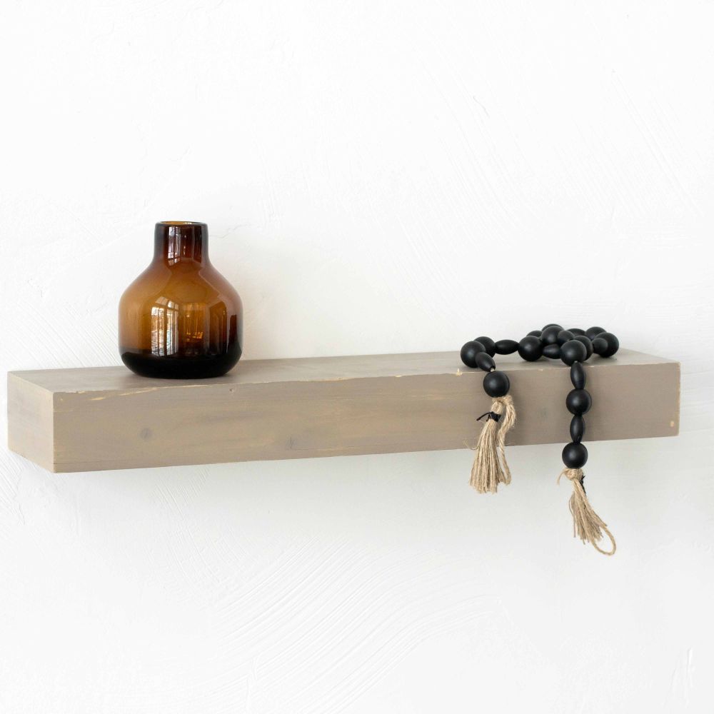 24" Floating Wood Shelf in Brown