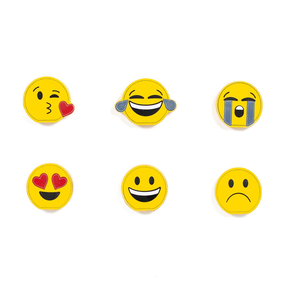 Emoji Wood Shapes Set of 6 - Multicolor