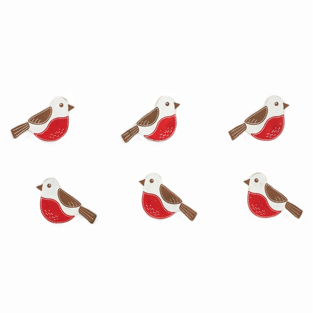 Dwella Decor 3x2x.25 Bird Wood Shape Set - 6 Multicolor Pieces
