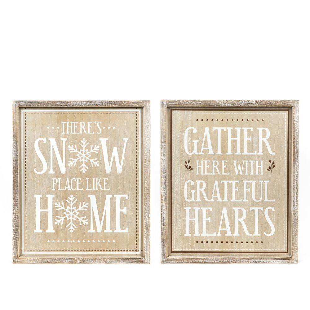 17x20 Reversible Wood Frame Sign - SNOW/GATHER