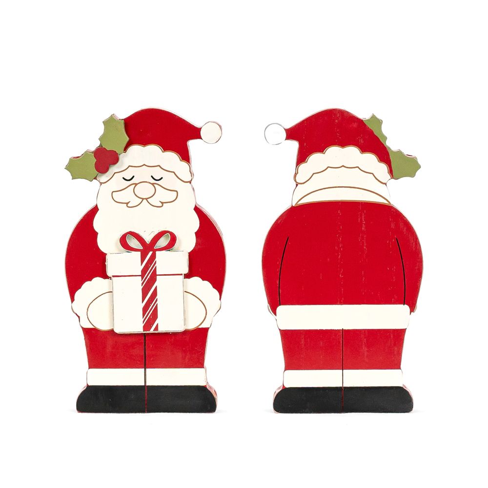 Santa Multicolor Chunky Wood Shape - Candy Cane Lane Collection