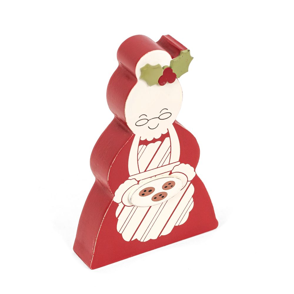 Mrs. Claus Chunky Wood Figure - Candy Cane Lane Collection