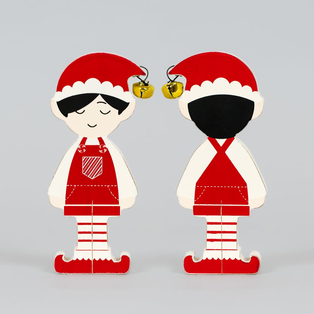 Boy Elf Chunky Wood Shape - Candy Cane Lane Collection