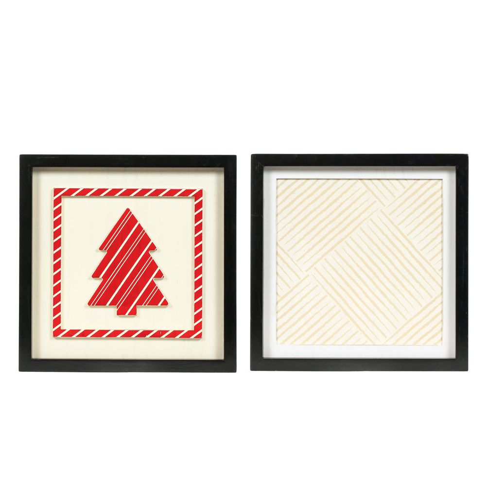 Reversible Wood Frame Sign - Tree & Stripe Design