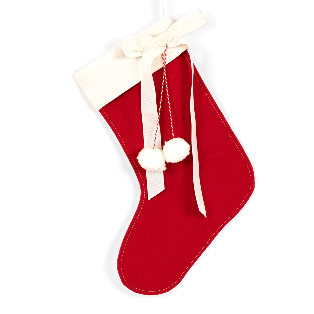 12x18 Canvas Christmas Stocking in Red and White