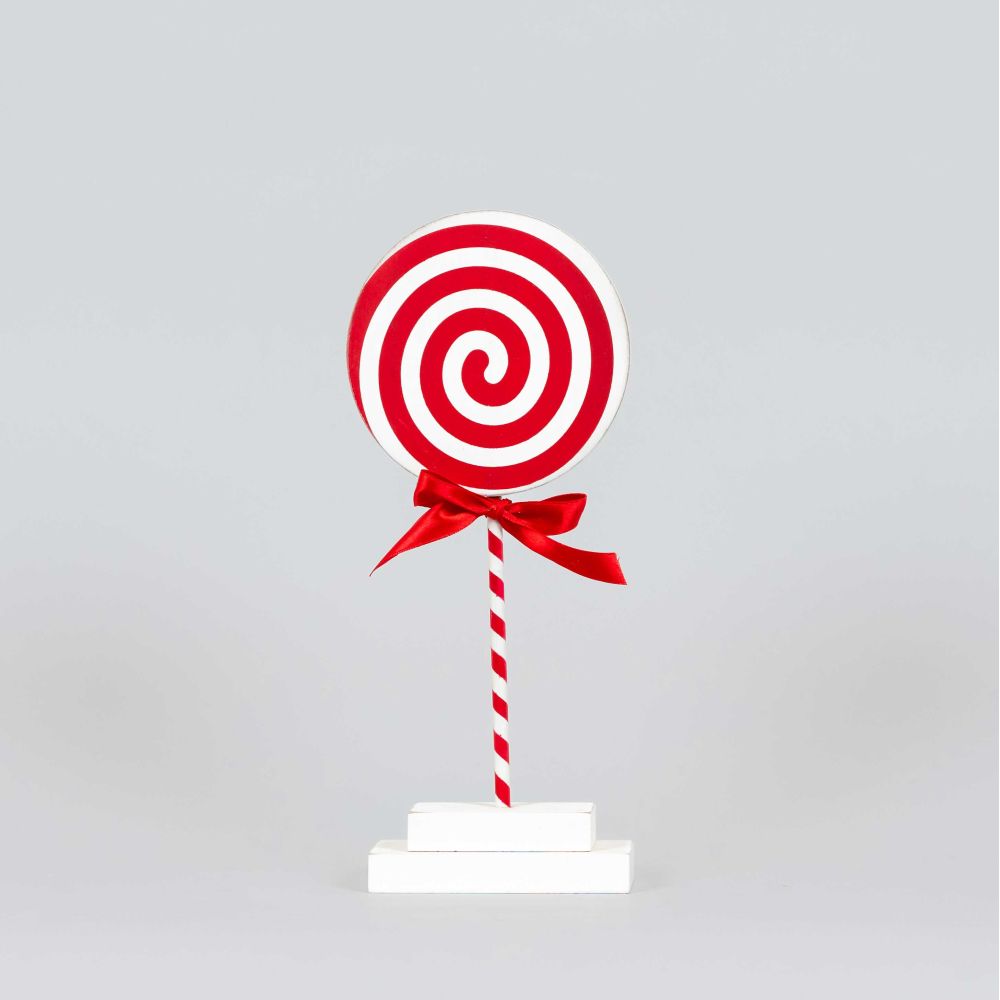 5x10 Lollipop Wood Decor - Red & White Christmas Accent