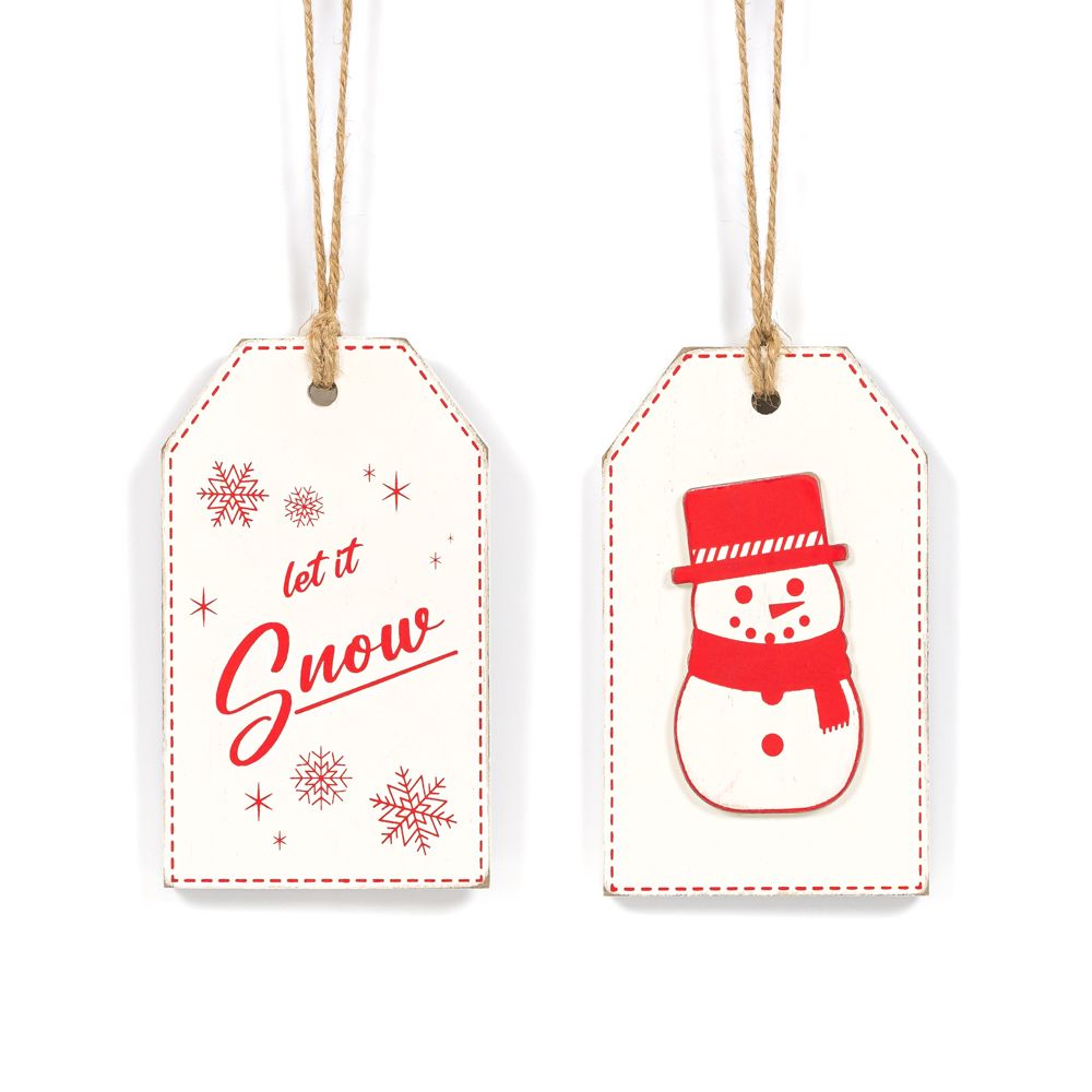 3x5 Reversible Wood Tag - Snow/Snowman Design