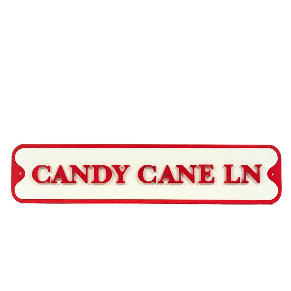 Dwella Decor Candy Cane Lane Wood Sign