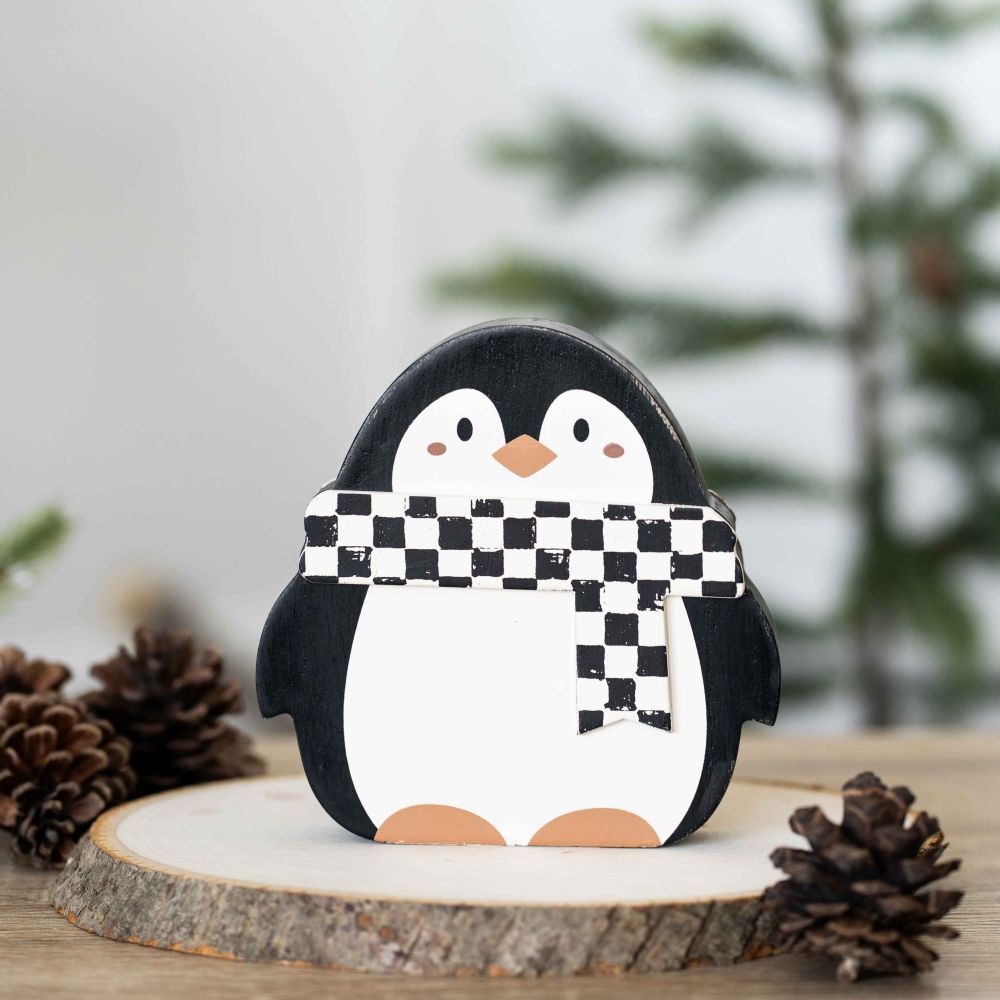 Dwella Decor Multicolor Chunky Wood Penguin Decoration