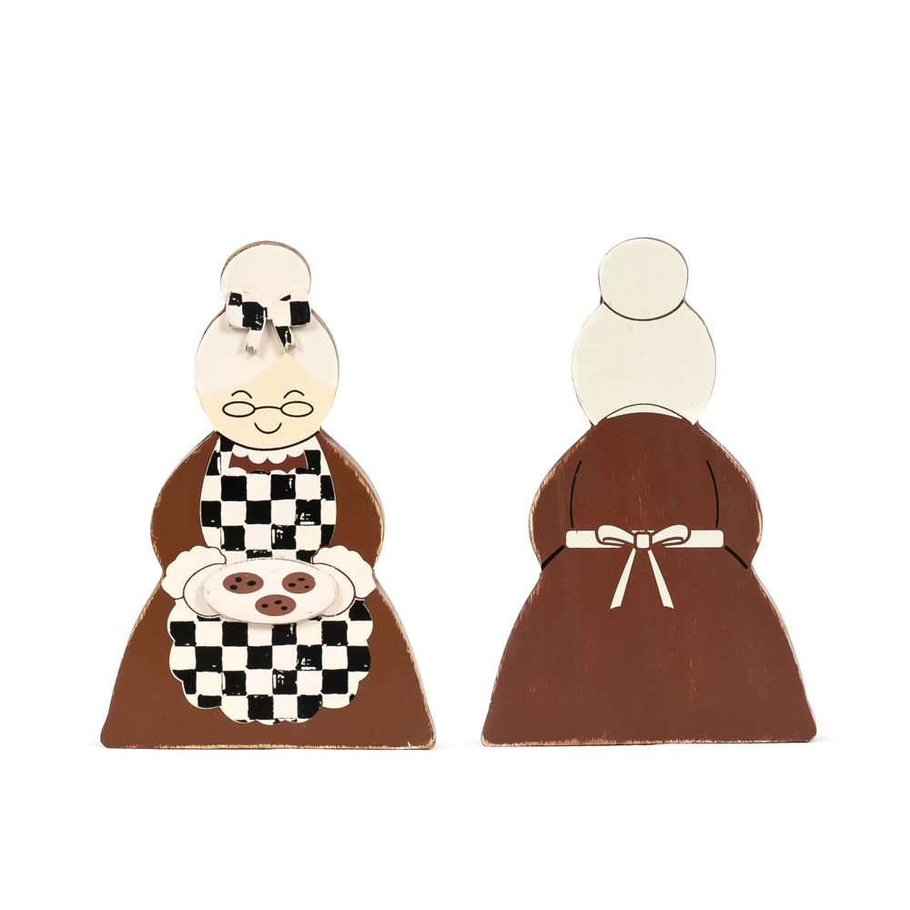 Mrs. Claus Wood Decorative Shape - Multicolor Christmas Accent