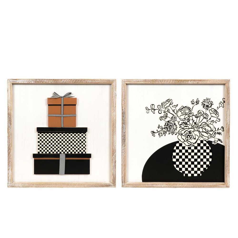 19" Reversible Wood Frame Sign - Gift/Flower Design