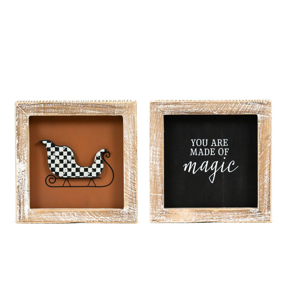 Reversible Wood Frame Sign - Sleigh/Magic Holiday Decor