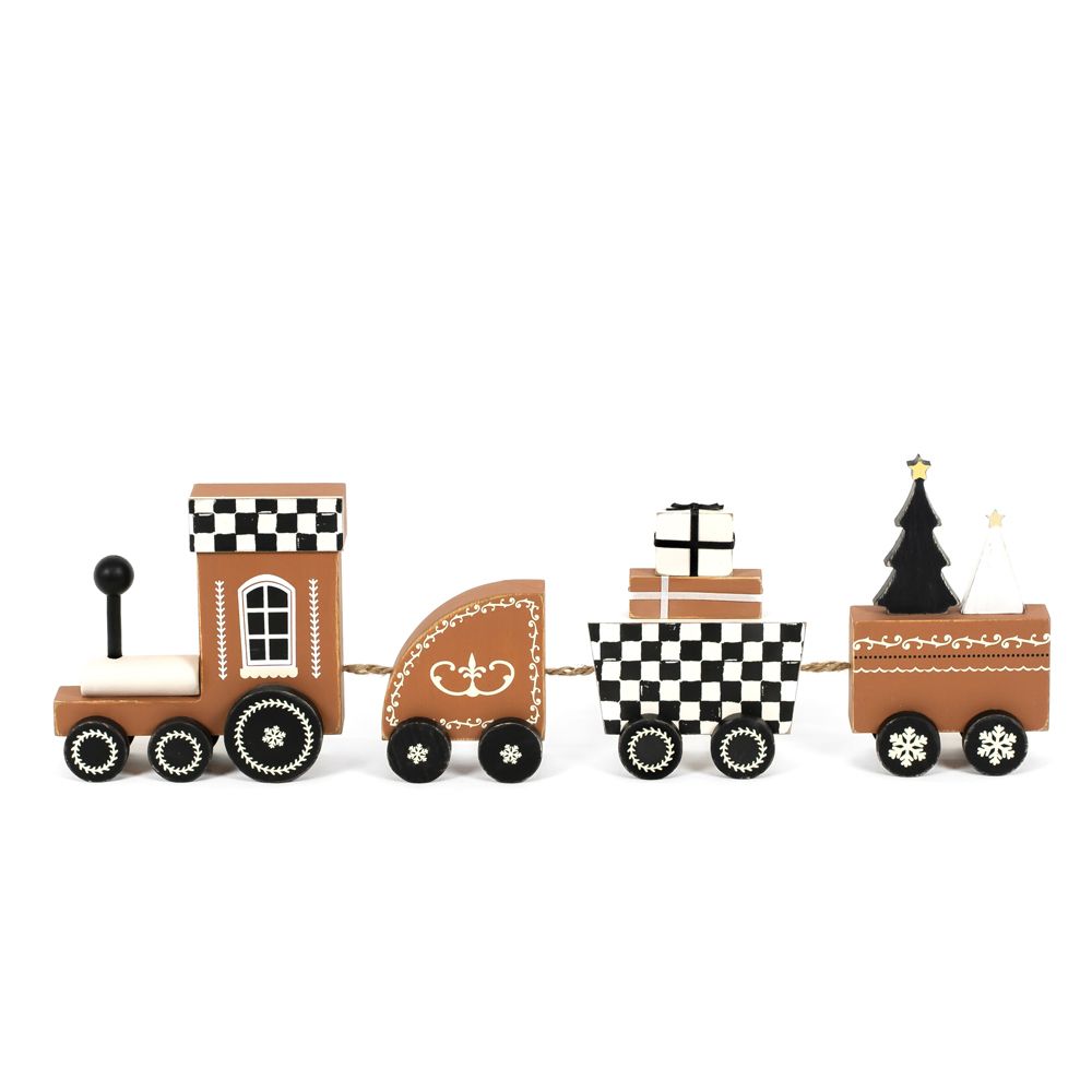 Multicolor Wooden Christmas Train Decor