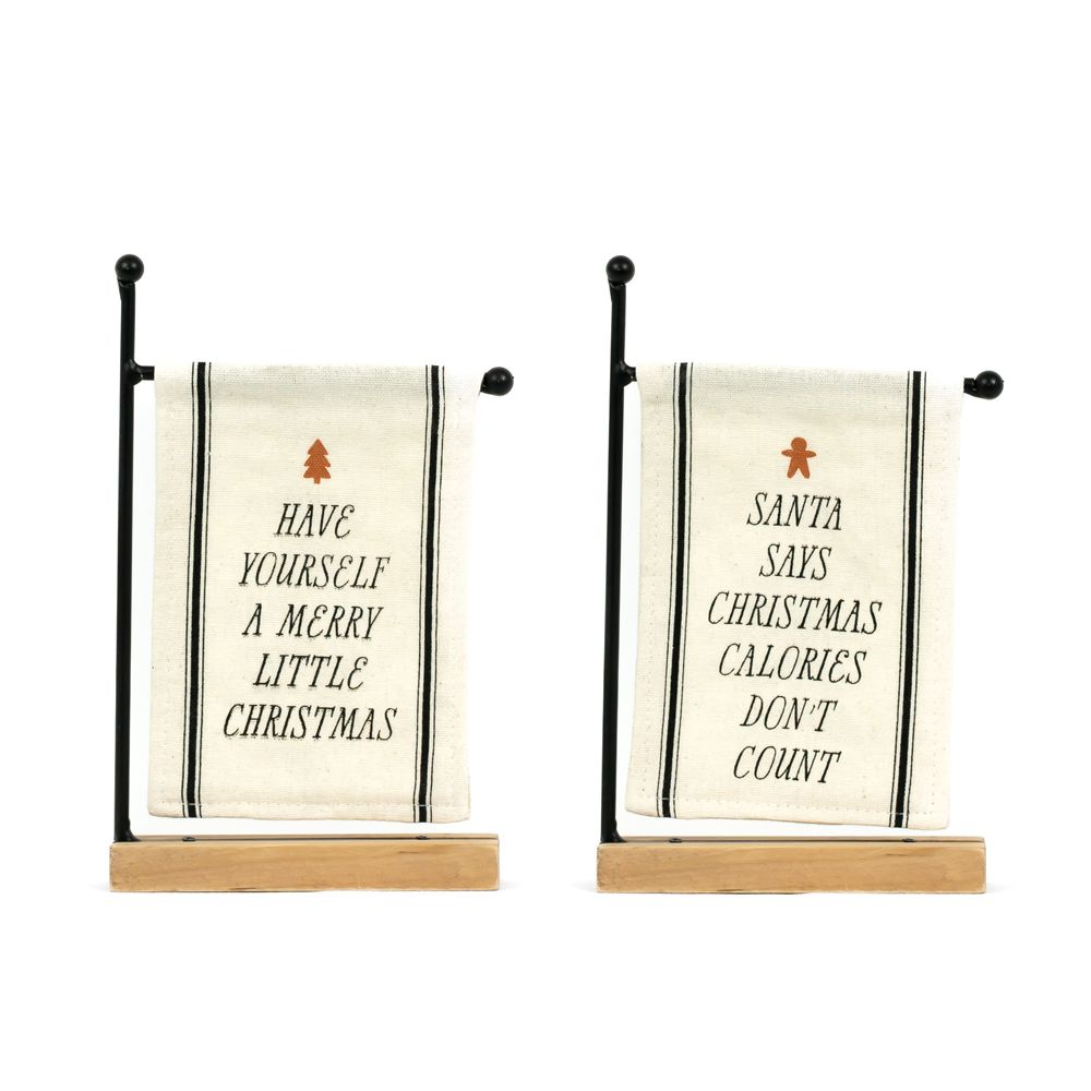 5x8 Reversible Christmas Wood Table Flag - Merry/Santa