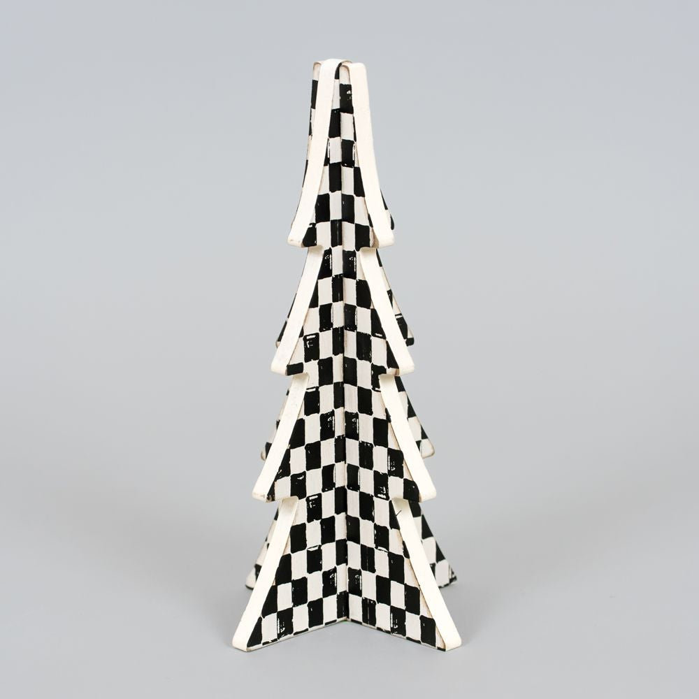 Wood Cutout Christmas Tree - Black & White