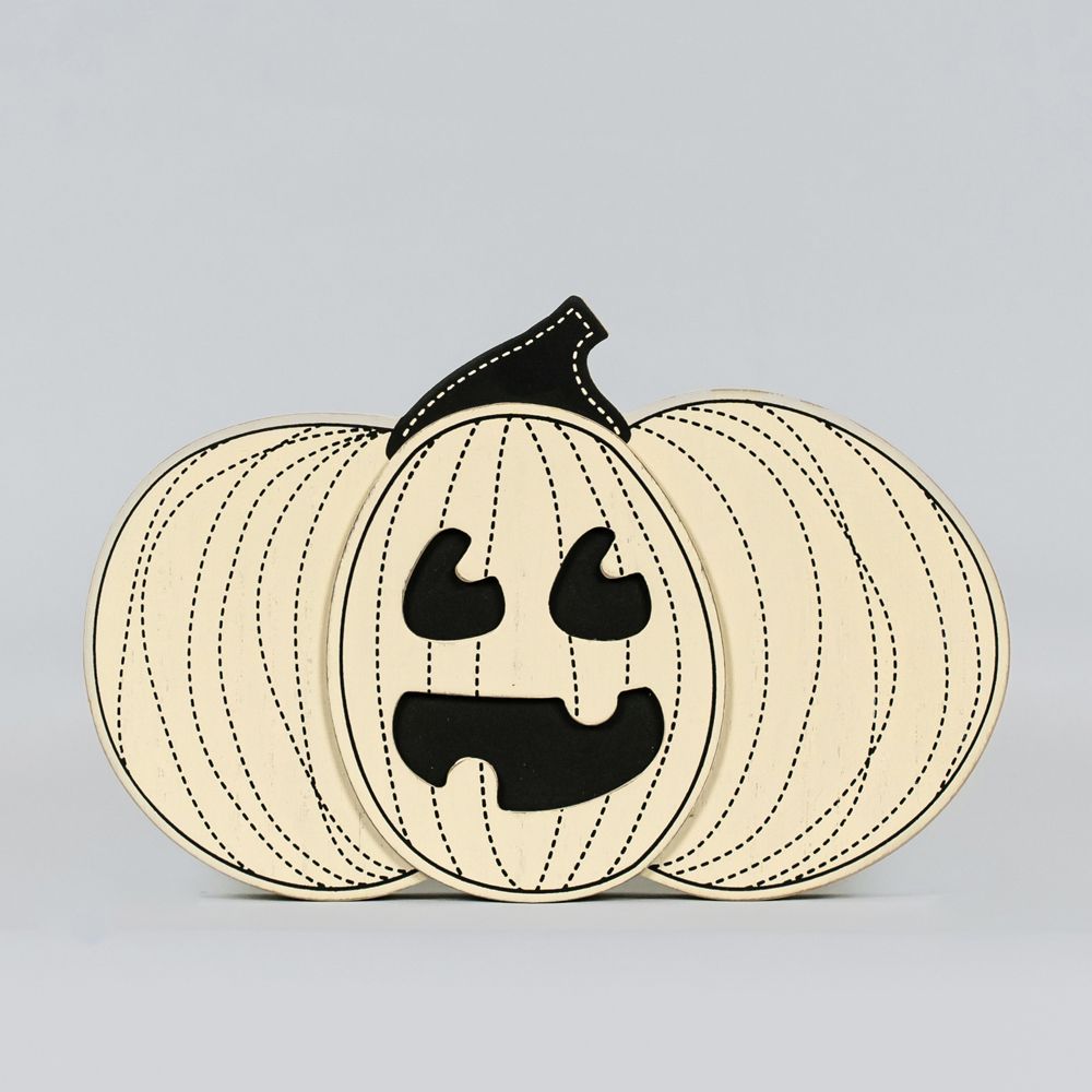 Halloween Jack-o-Lantern Chunky Wood Decor