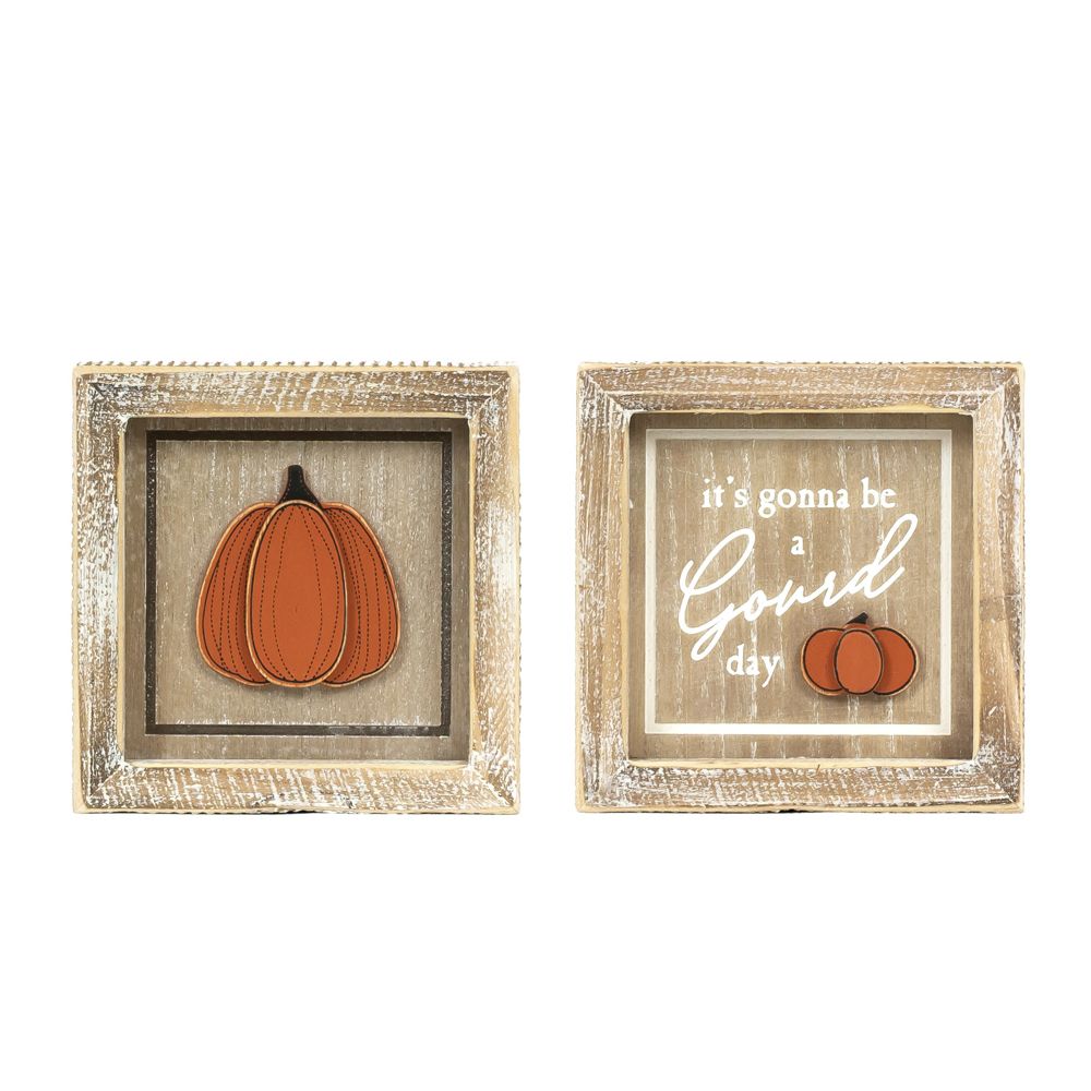5x5 Reversible Pumpkin Wood Sign - Bad To The Bone Collection