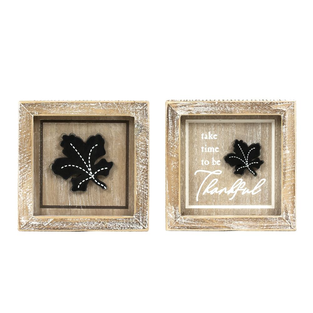 5x5 Reversible Wood Sign - Flower/Thankful Design