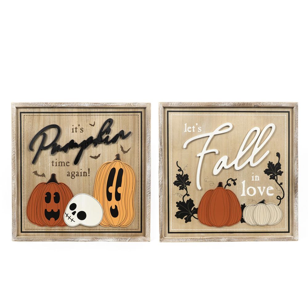 24x24 Reversible Wood Frame Sign - Fall/Pumpkin Design