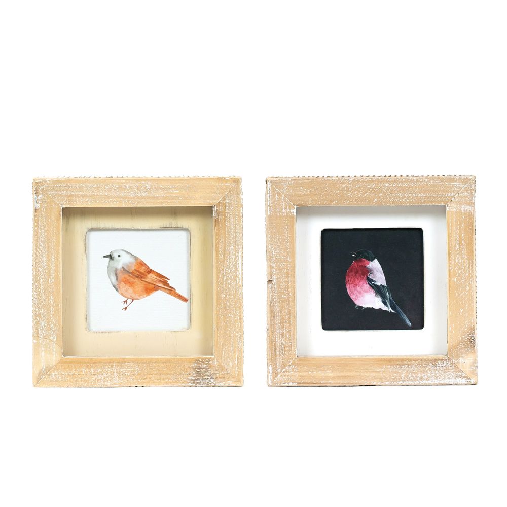 5x5 Reversible Wood Frame Sign - Bird Motif