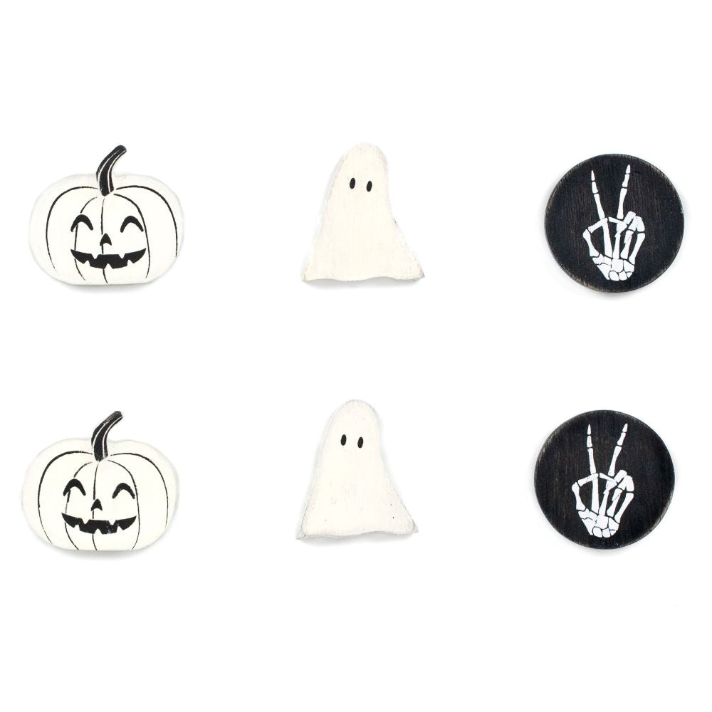 Halloween Wood Shapes Set of 6 - Black & White