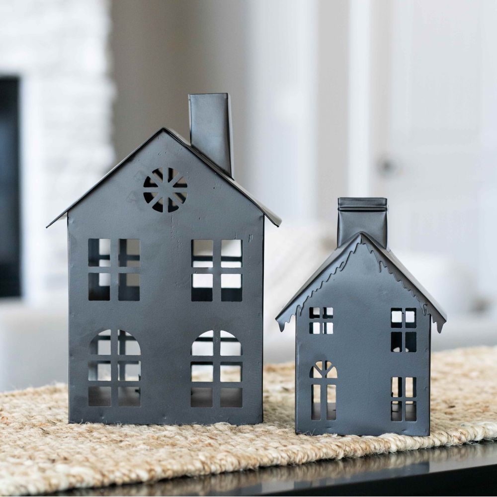 Nested Iron Bird Houses - Set of 2 in Black