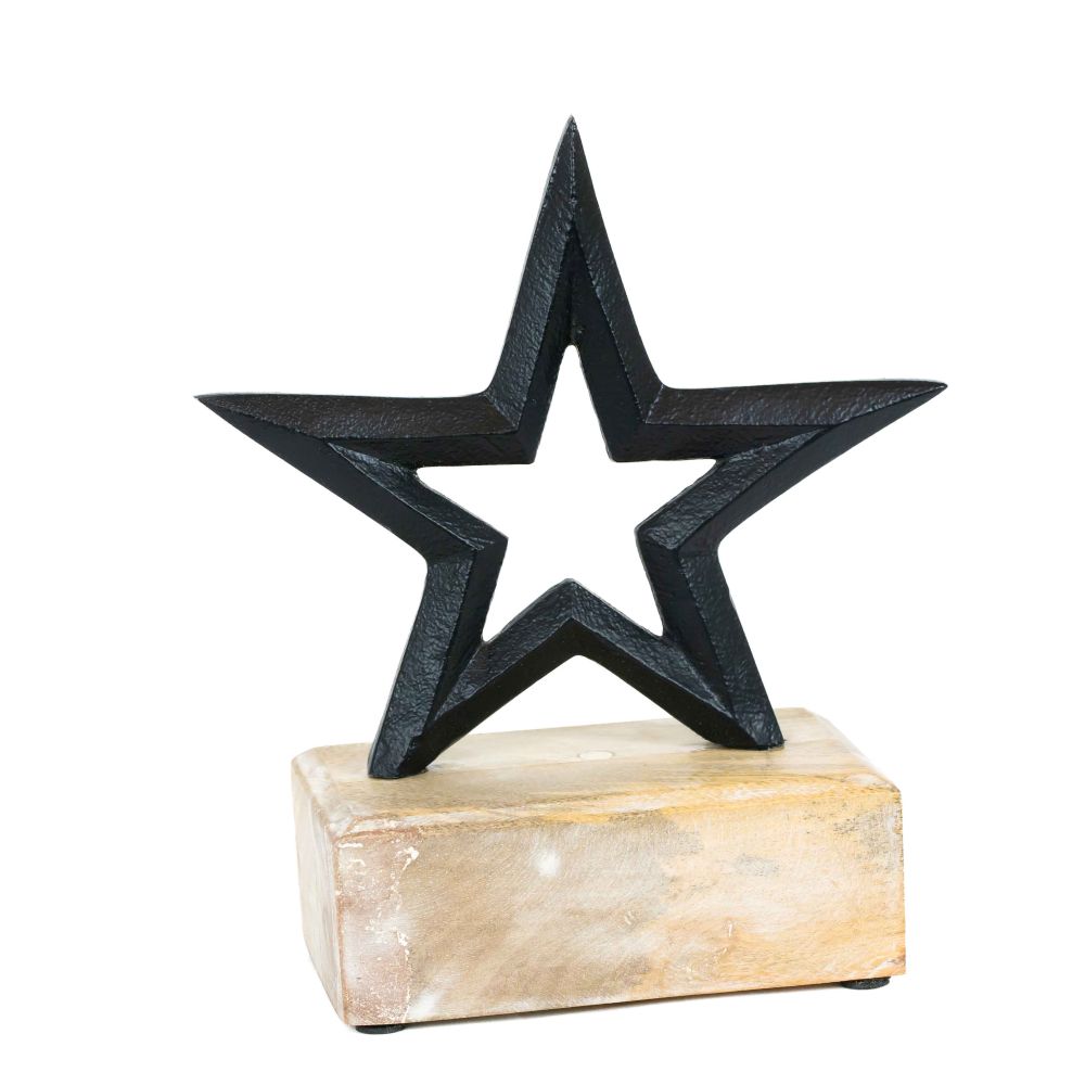 6x7x3 Mango Wood Star Decor on Stand