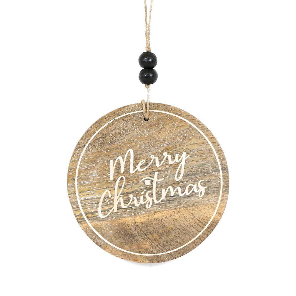 Mango Wood Merry Christmas Ornament