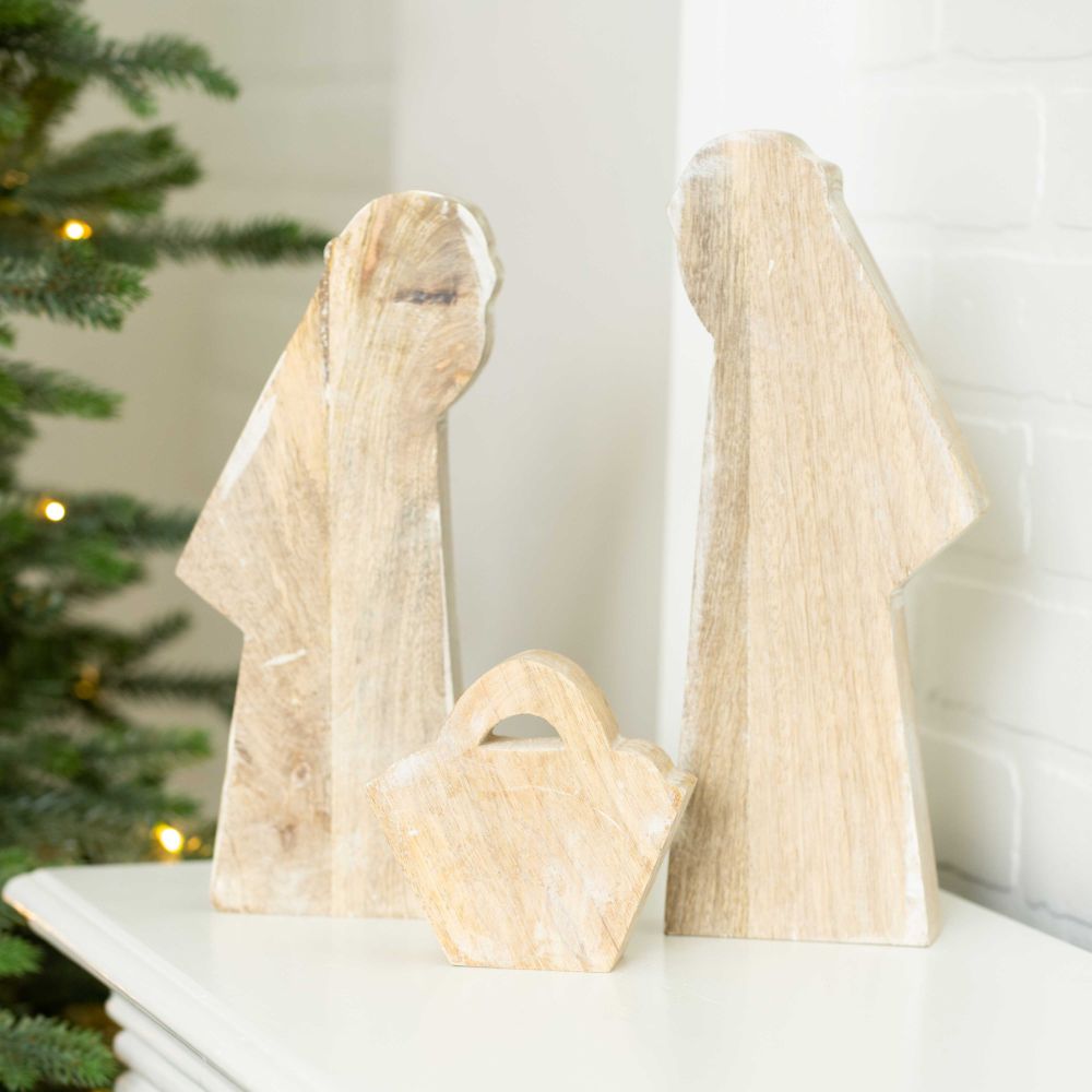 Mango Wood Nativity Set of 3