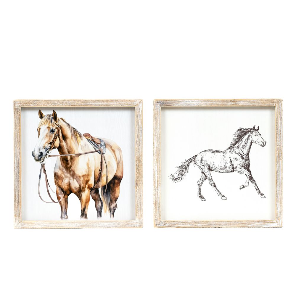 10x10 Reversible Horse Wood Frame Sign - Giddy Up Collection