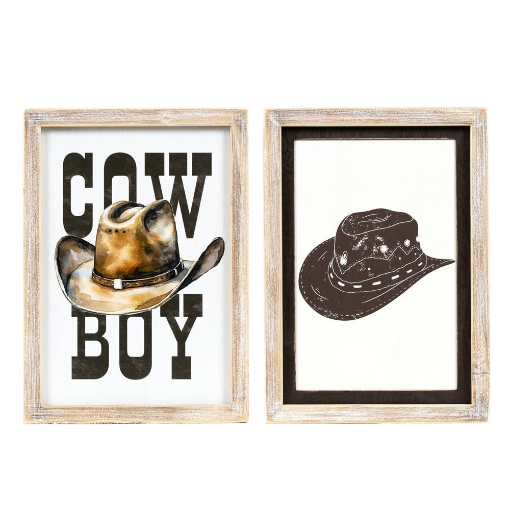 10x14 Reversible Cowboy Wood Frame Sign