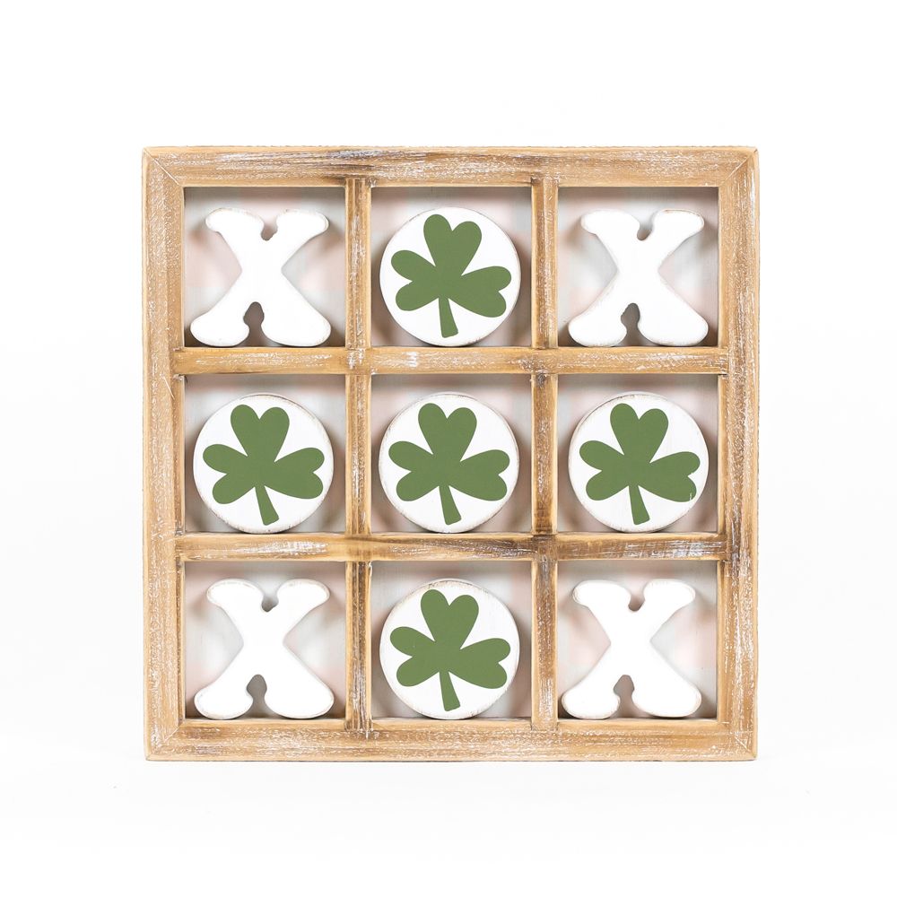 Clover & Heart Wooden Tic Tac Toe Game